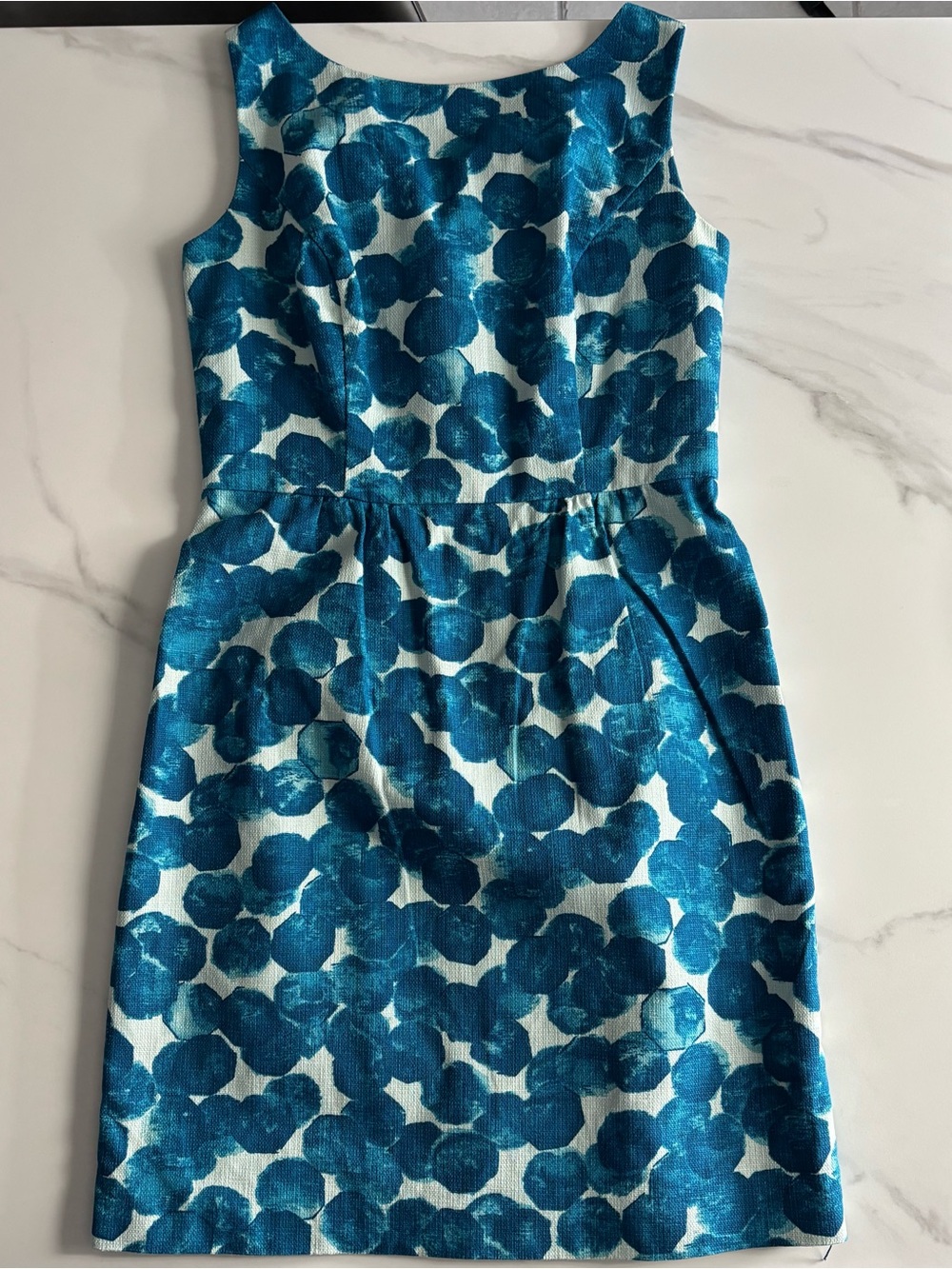 Tabitha Anthropologie Sleeveless Teal Floral Print Sheath Dress Sz 6
